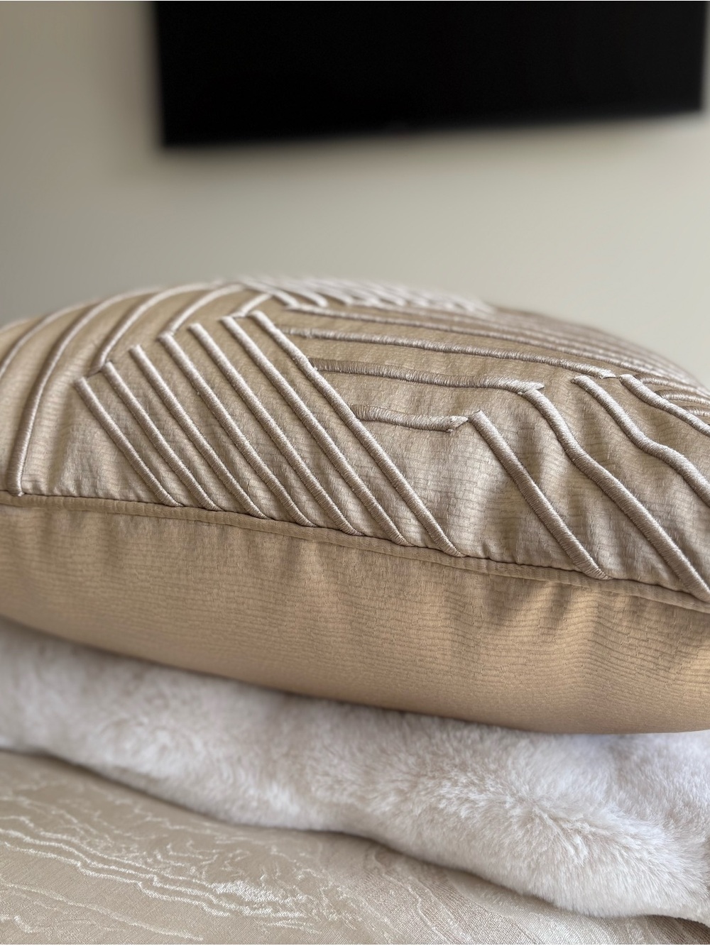 Hotel Collection Glint Pleated Decorative Pillow in Gold - Picture 6 of 8